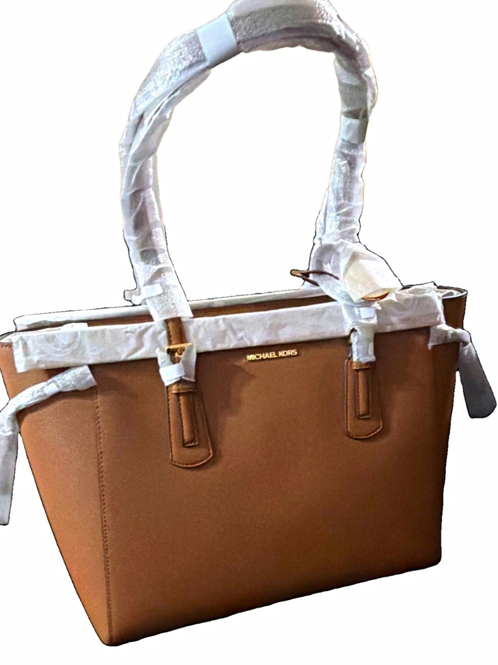 Michael Kors Camel Leather Tote with Gold Logo